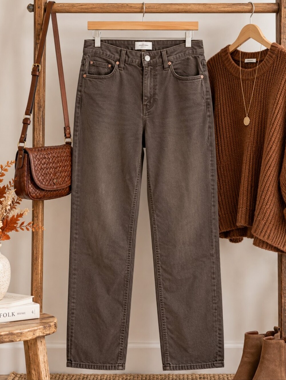 H&M NEW Plus Size 26: Vintage Mom Jeans: Ankle High Rise: Brown